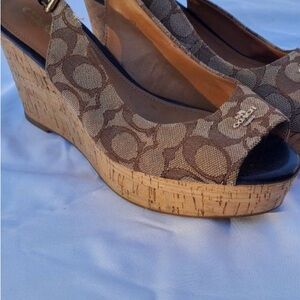 Coach Brown Wedge Sandals